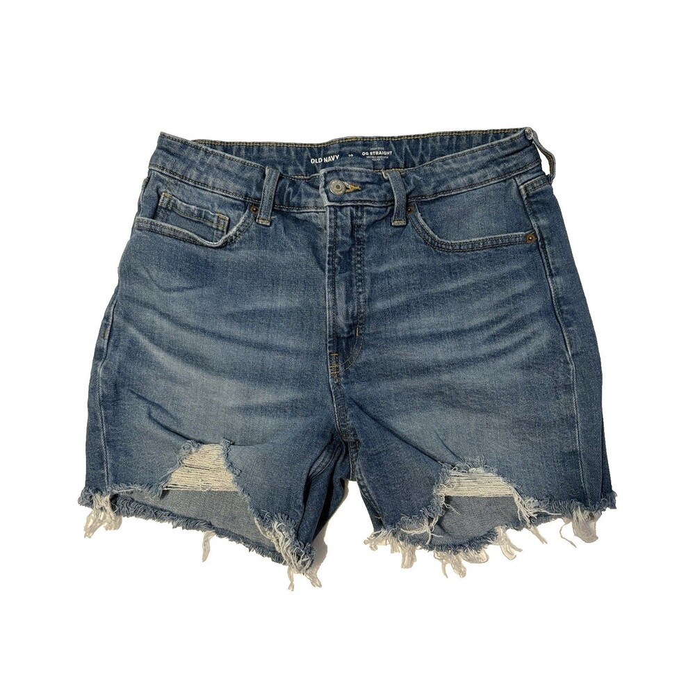 Old Navy High-Rise OG Straight Distressed Denim Shorts Size 10